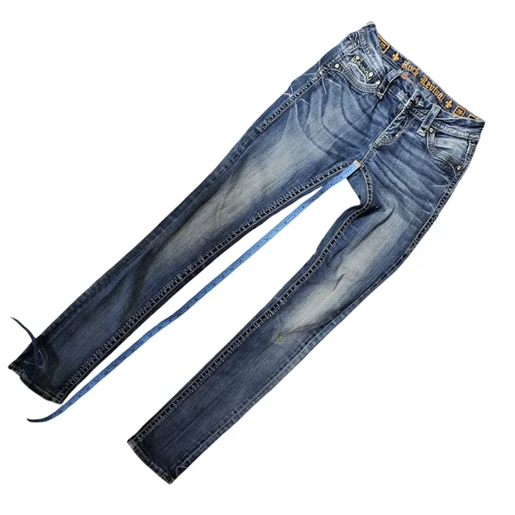 Rock Revival Blue Skinny Jeans with Ornate Embellishments - Picture 7 of 9